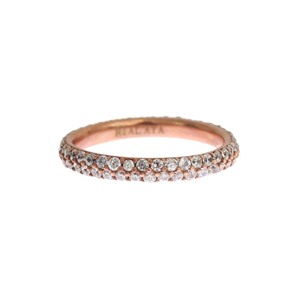 Nialaya Chic Pink Crystal-Encrusted Silver Ring Ring Nialaya Rosy Brown