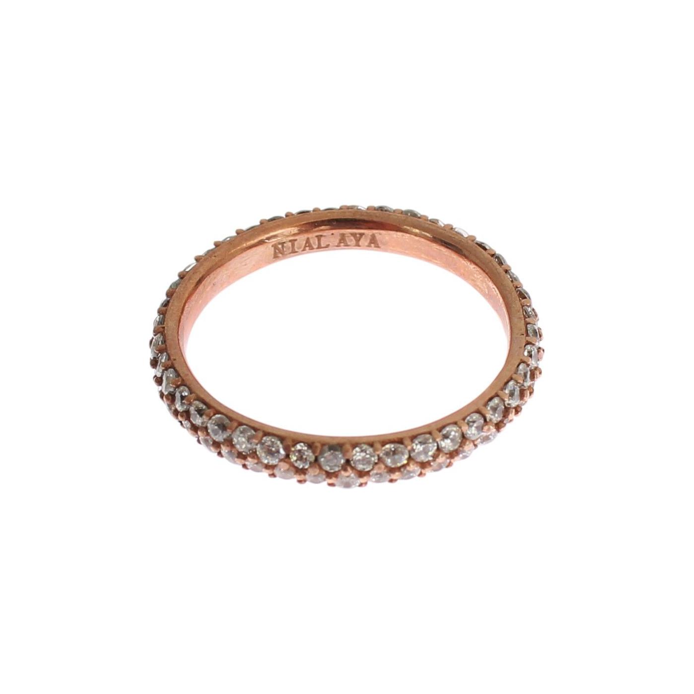 Nialaya Pink Gold 925 Silver Clear CZ Ring Ring