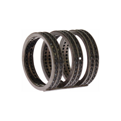 Nialaya Black CZ Rhodium 925 Silver Ring Ring