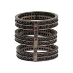 Nialaya Chic Black Crystal Sterling Silver Ring Ring Nialaya Dark Slate Gray