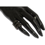 Nialaya Chic Black Crystal Sterling Silver Ring Ring Nialaya Black