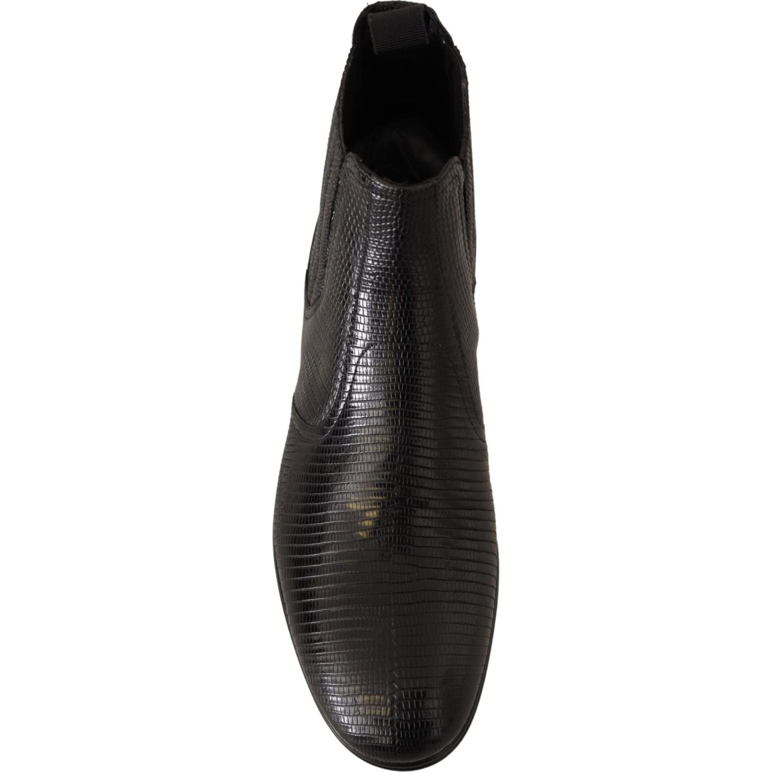 Dolce & Gabbana Black Leather Lizard Skin Ankle Boots