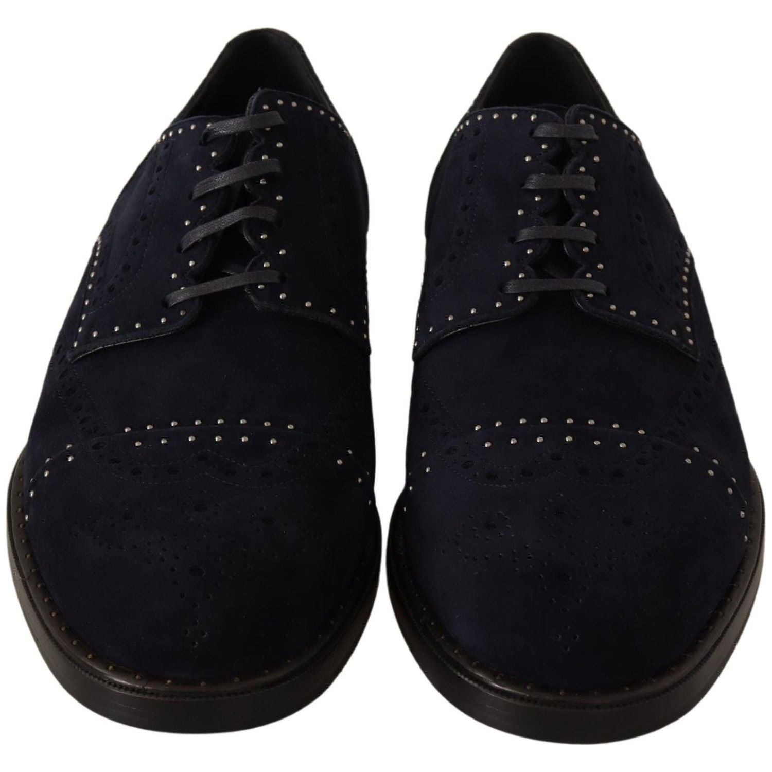 Dolce & Gabbana Blue Suede Leather Derby Studded Shoes