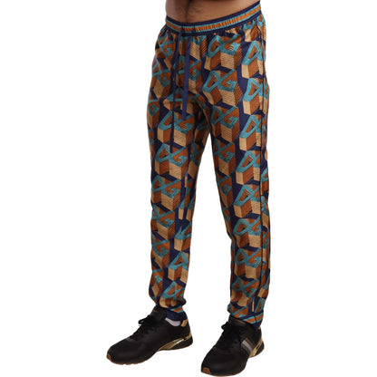 Dolce & Gabbana Multicolor Patterned Joggers Silk Pants Jeans & Pants