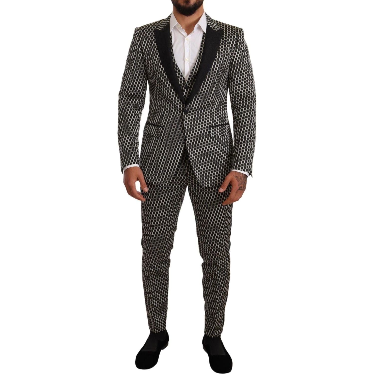 Dolce & Gabbana Black White Check 3 Piece Set MARTINI Suit