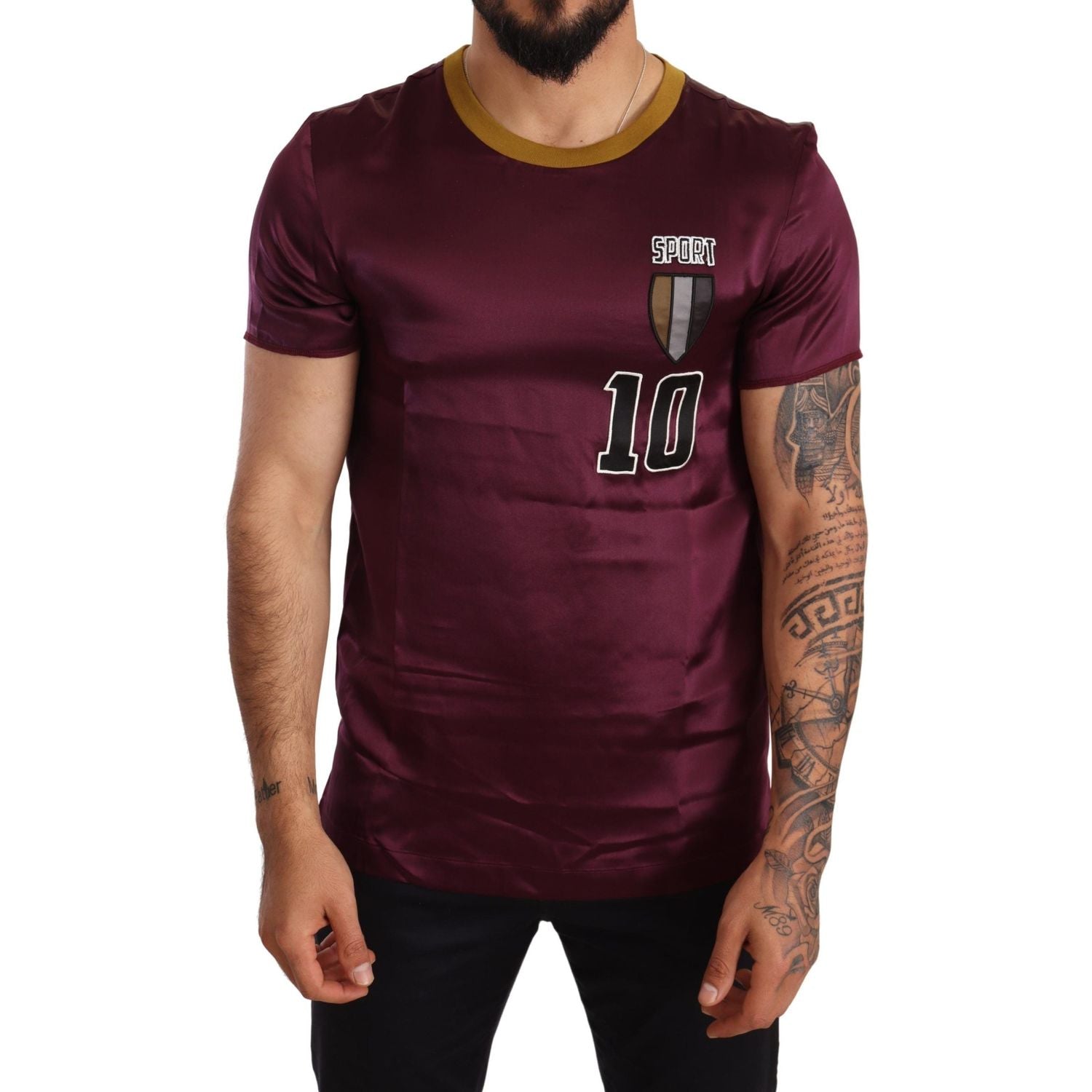 Dolce & Gabbana Purple Sport 10 Embroidery Crewneck T-shirt