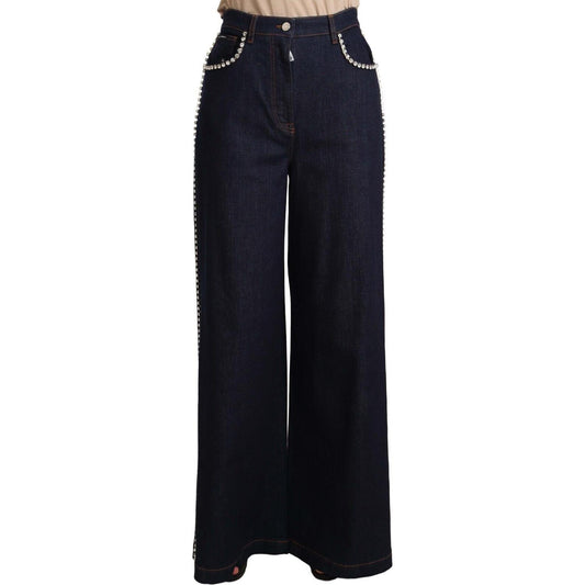 Dolce & Gabbana Dark Blue Crystal Embellished Flare Jeans Jeans & Pants