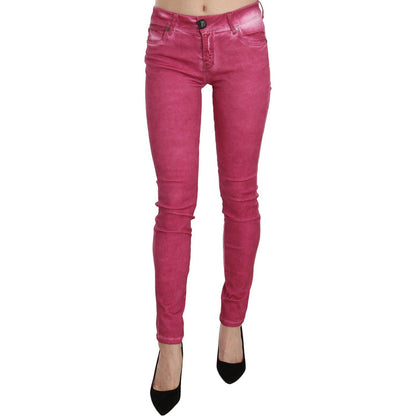 PLEIN SUD Pink Velvet Mid Waist Skinny Trouser Pants Jeans & Pants
