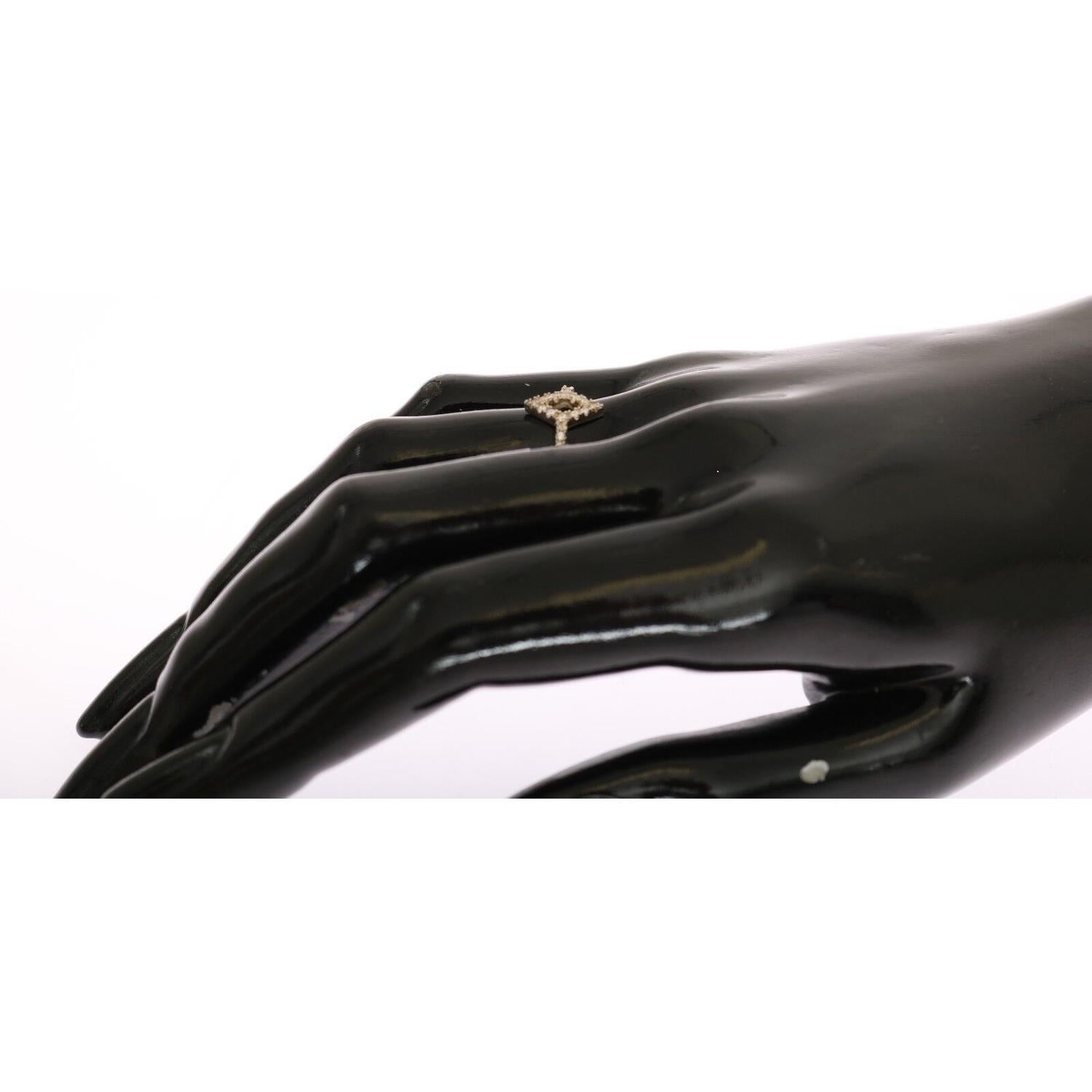 Nialaya Silver Rhombus Womens Clear CZ 925 Silver Ring