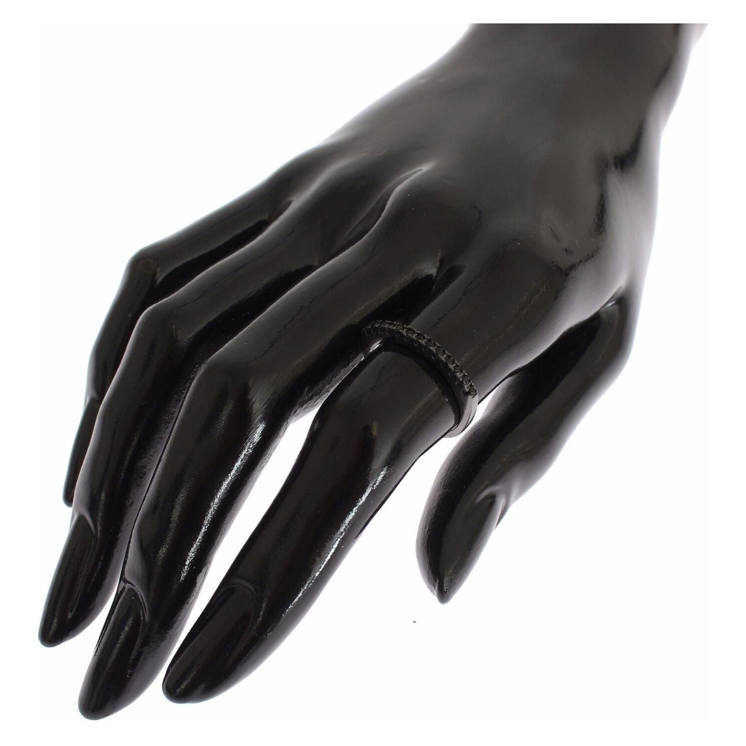 Nialaya Black CZ Rhodium 925 Silver Womens Ring