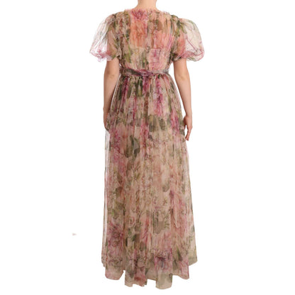 Dolce & Gabbana Multicolor Floral Print Long Maxi Gown Dress