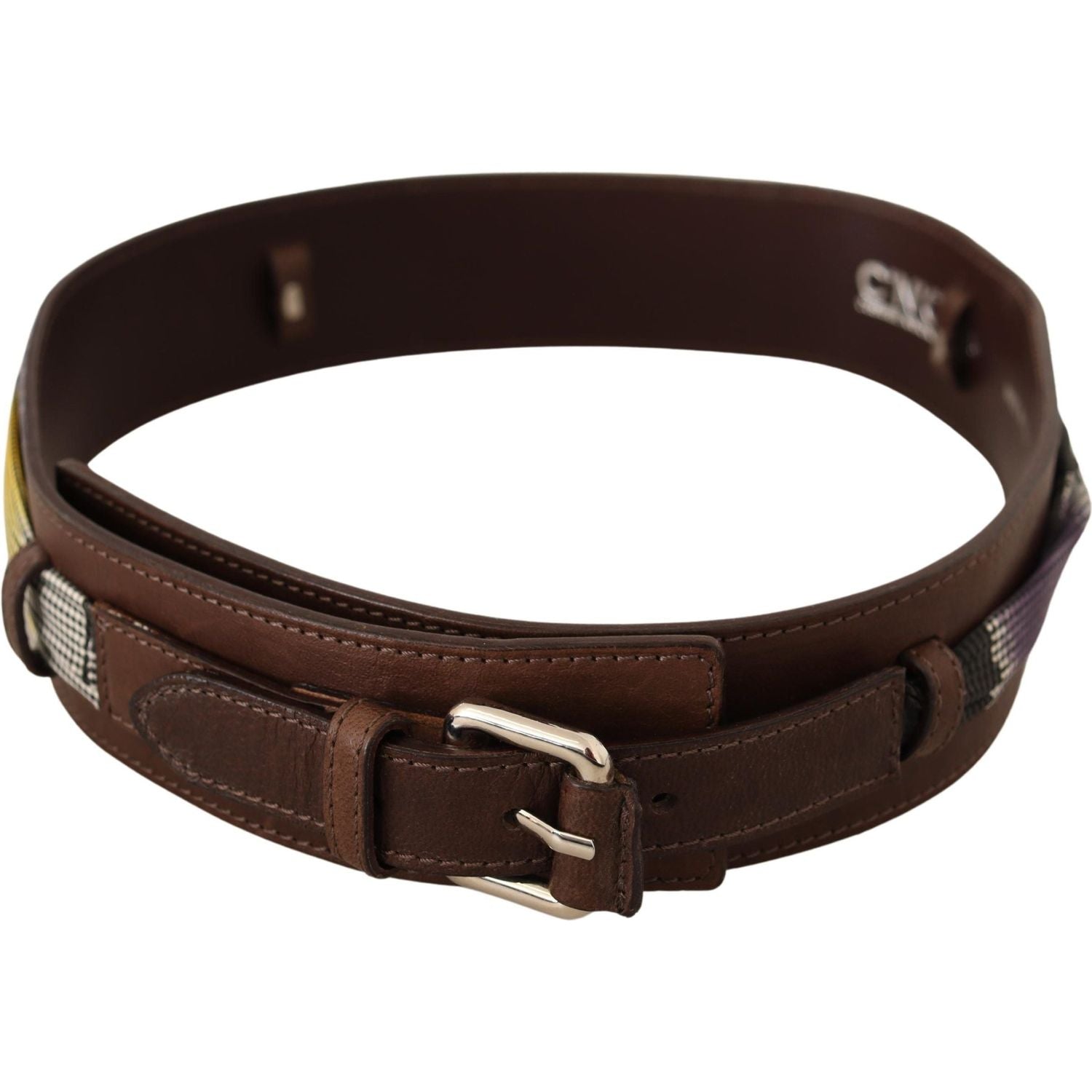 Costume National Brown Leather Silver Buckle Belt