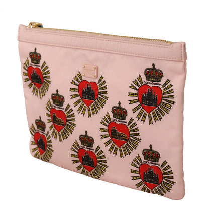 Dolce & Gabbana Clutch Pink D&G Logo Devotion Heart Toiletry Pouch Wallet WOMAN WALLETS