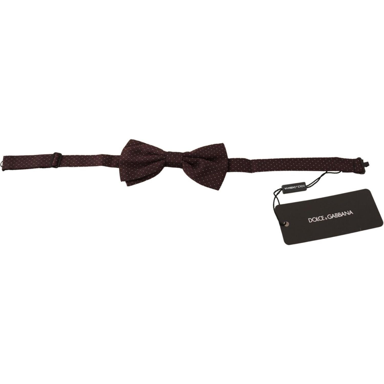 Dolce & Gabbana Brown Dotted Silk Adjustable Neck Papillon Bow Tie