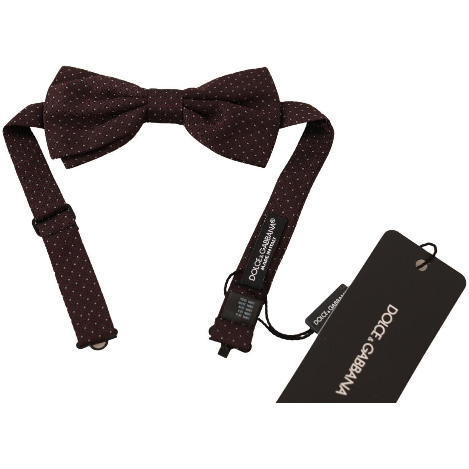 Dolce & Gabbana Brown Dotted Silk Adjustable Neck Papillon Bow Tie