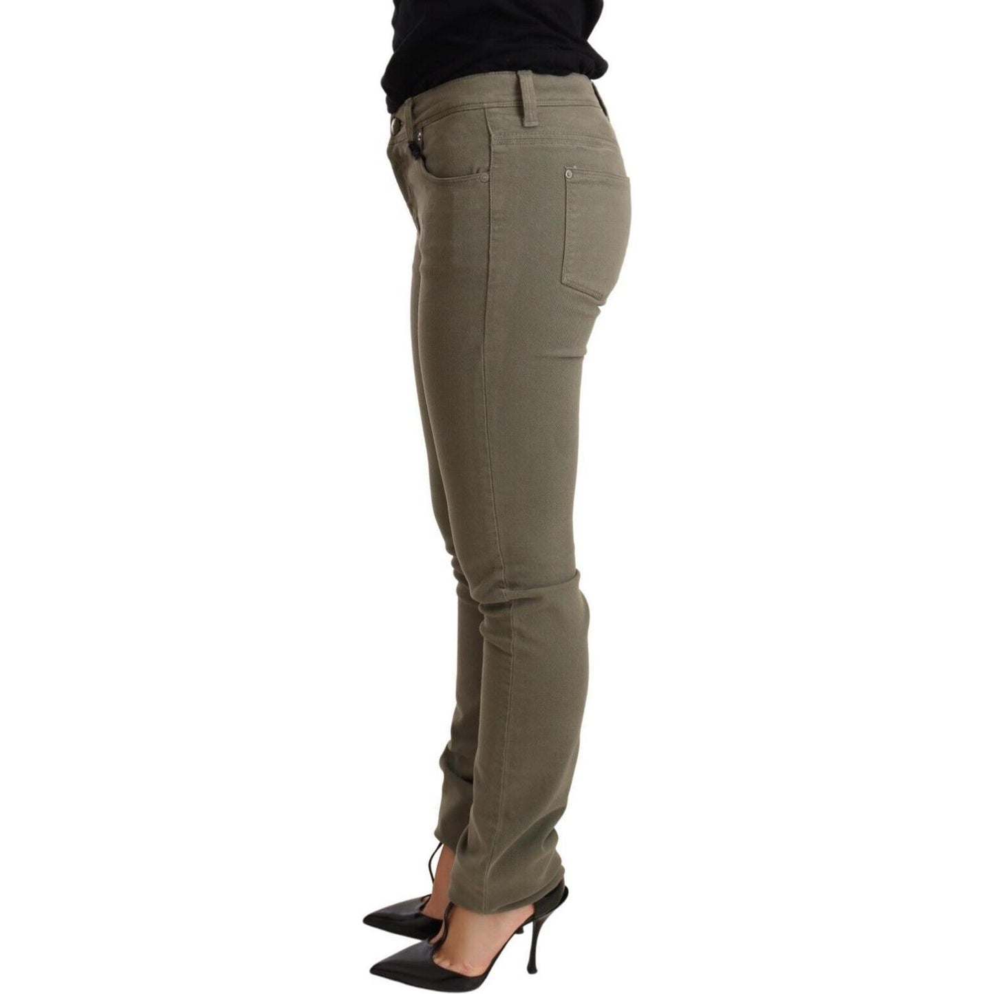 Ermanno Scervino Green Low Waist Skinny Slim Trouser Cotton Jeans Jeans & Pants