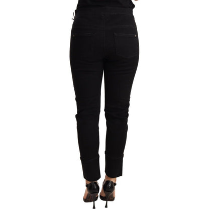 Ermanno Scervino Black Low Waist Skinny Slim Trouser Cotton Jeans Jeans & Pants