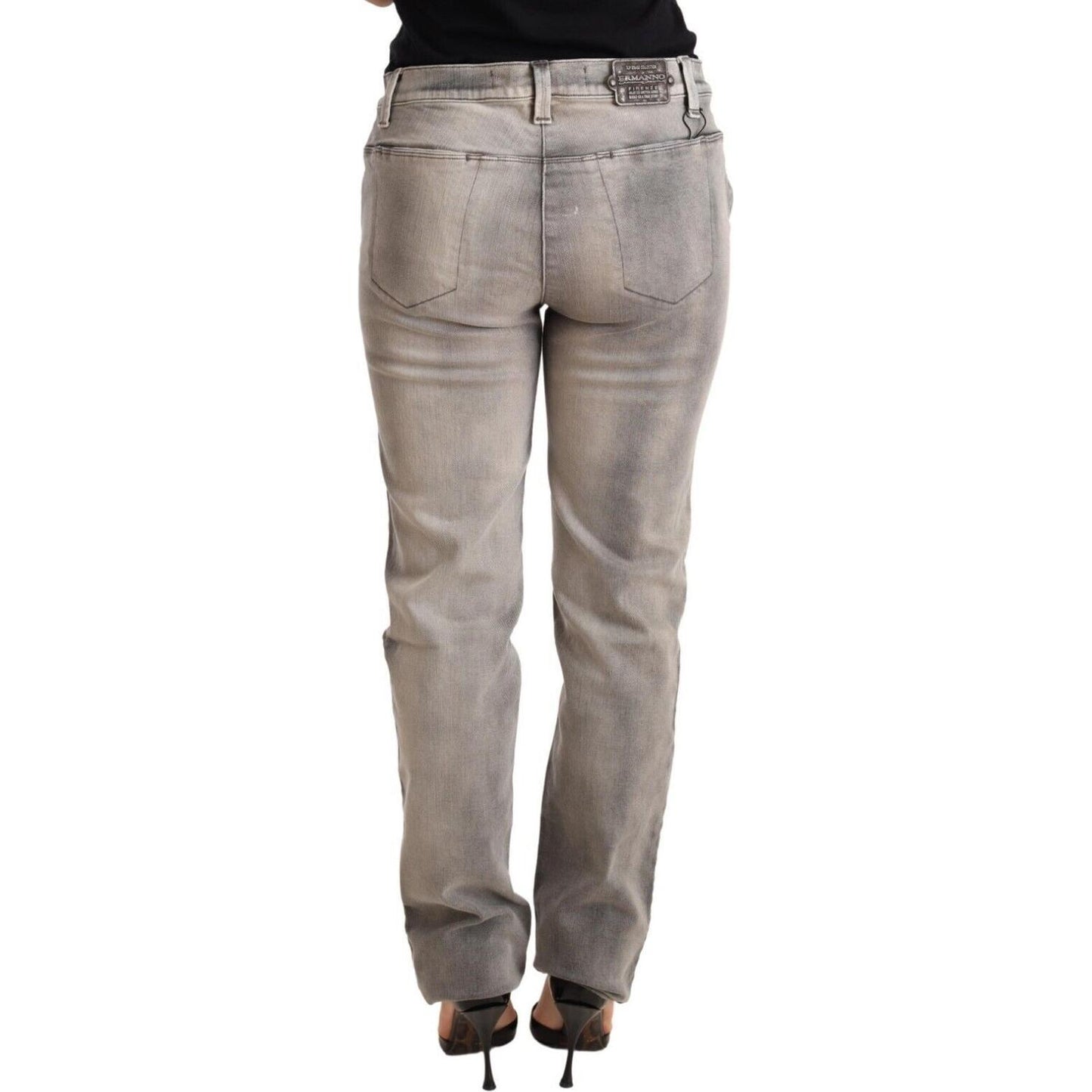 Ermanno Scervino Gray Washed Low Waist Skinny Trouser Cotton Jeans Jeans & Pants