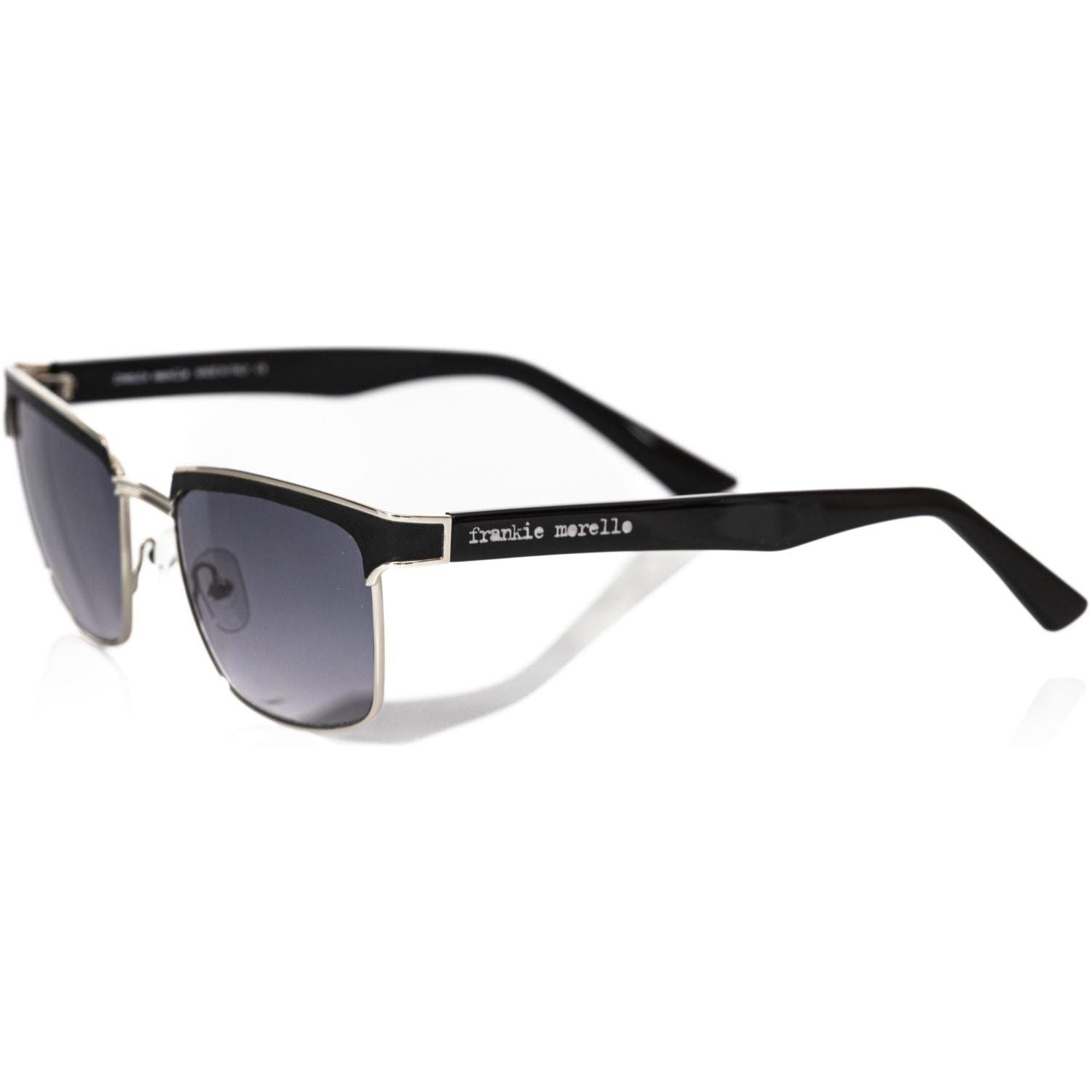 Frankie Morello Black Metallic Fibre Men Sunglasses
