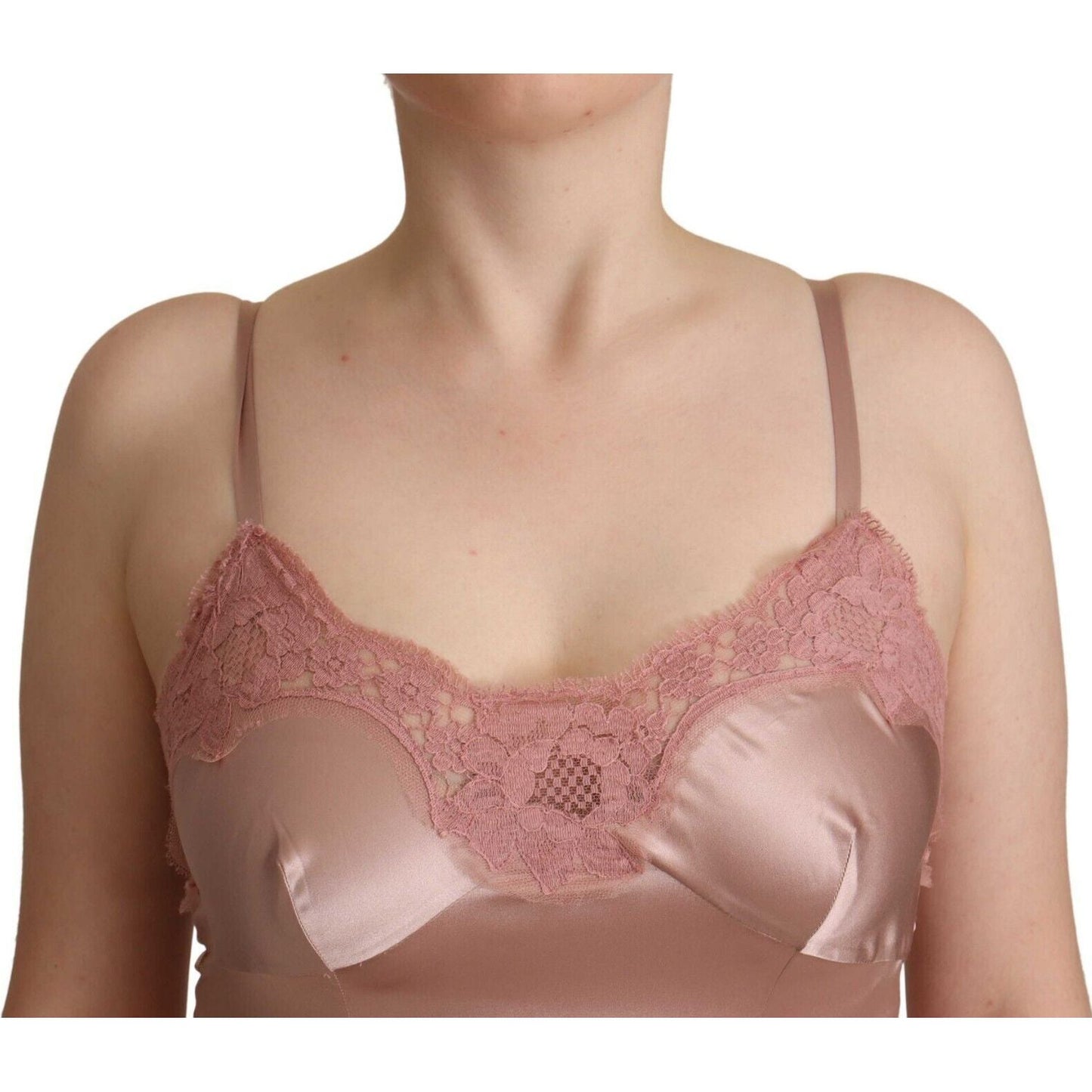 Dolce & Gabbana Pink Lace Long Bodycon Maxi Polyester Dress WOMAN DRESSES