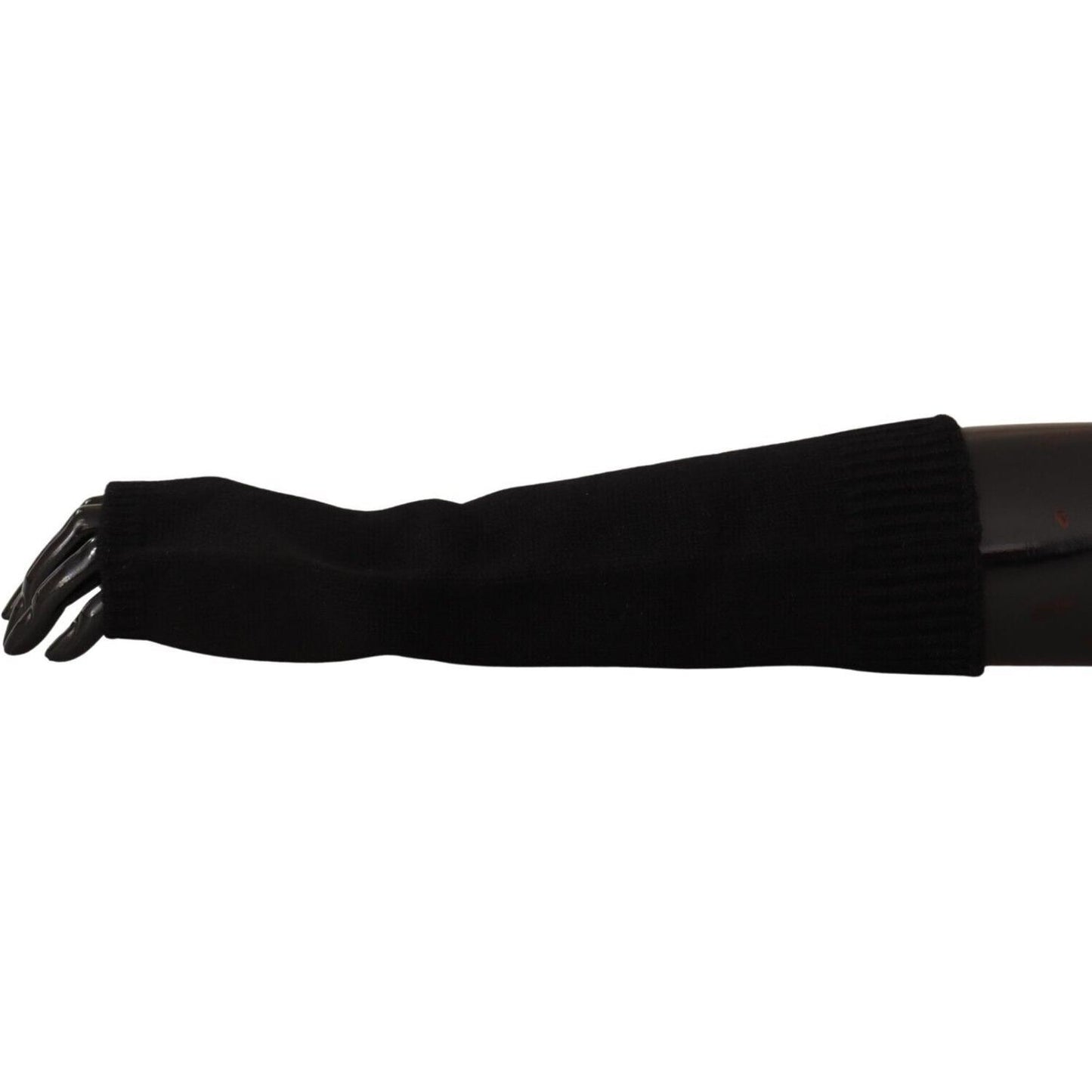 Dolce & Gabbana Black Knitted Fingerless Elbow Length Gloves