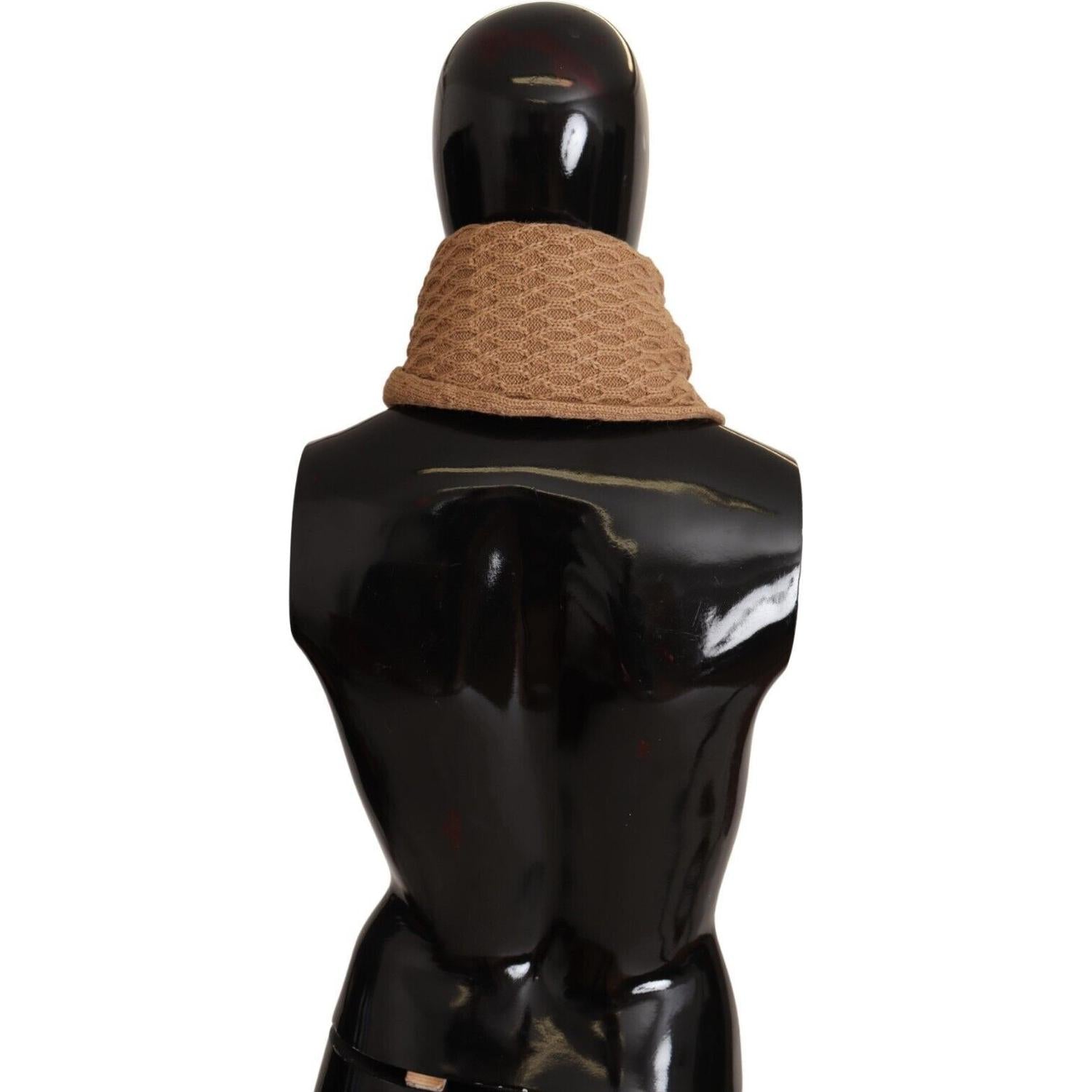 Dolce & Gabbana Dark Brown Wrap Shawl Knitted Camel Scarf