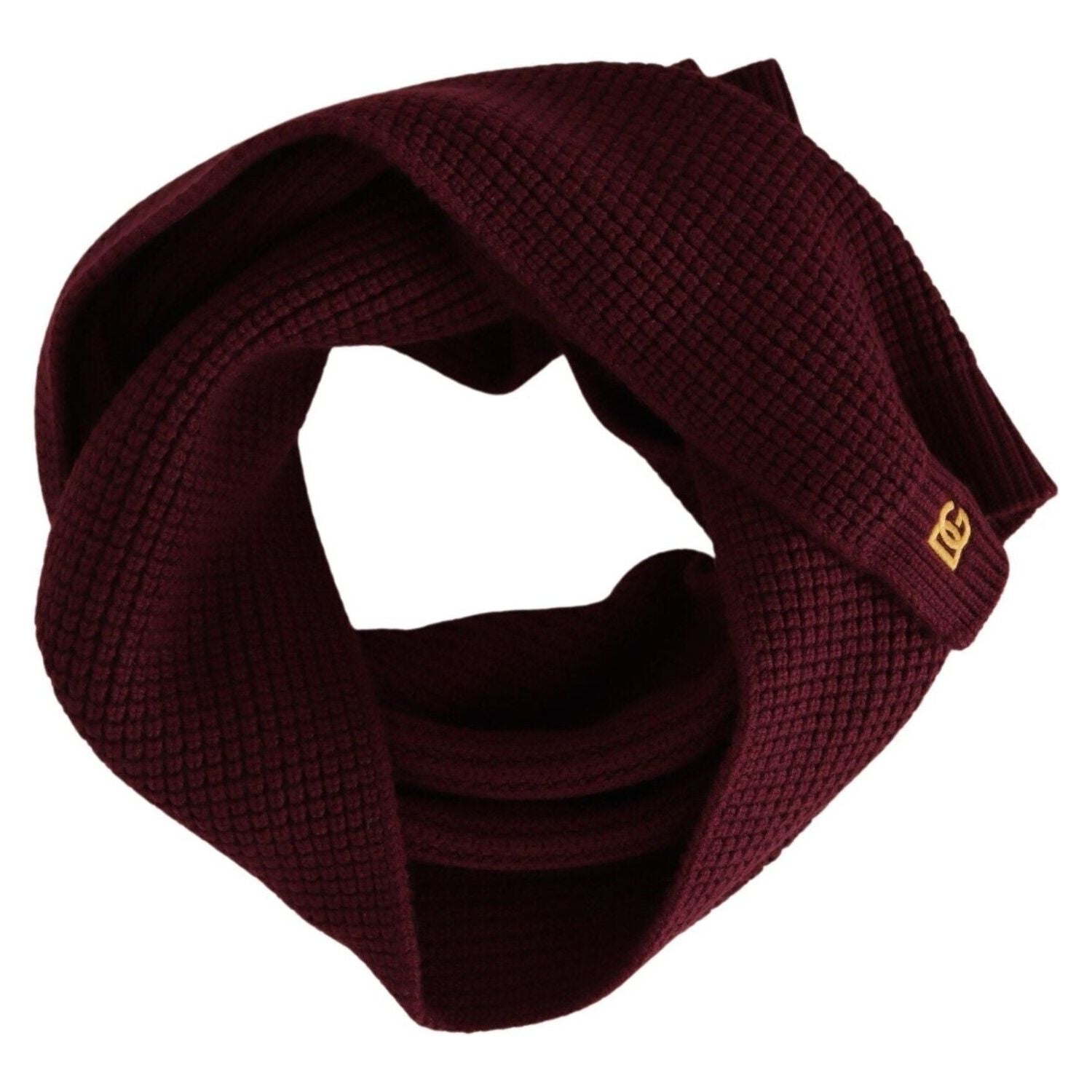 Dolce & Gabbana Dark Red Cashmere Logo Wrap Shawl Knitted Scarf