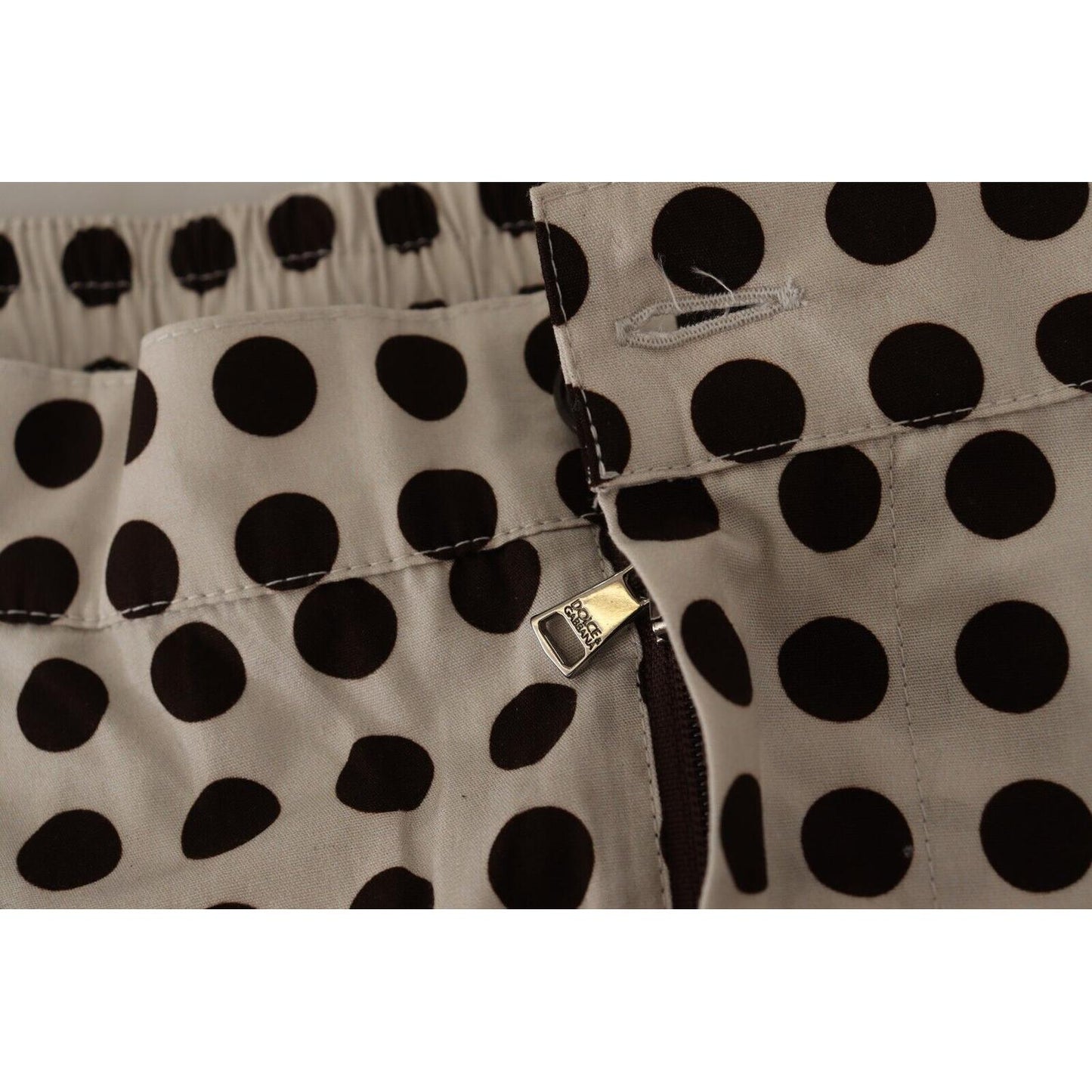 Dolce & Gabbana Black White Polka Dots Cotton Linen Shorts
