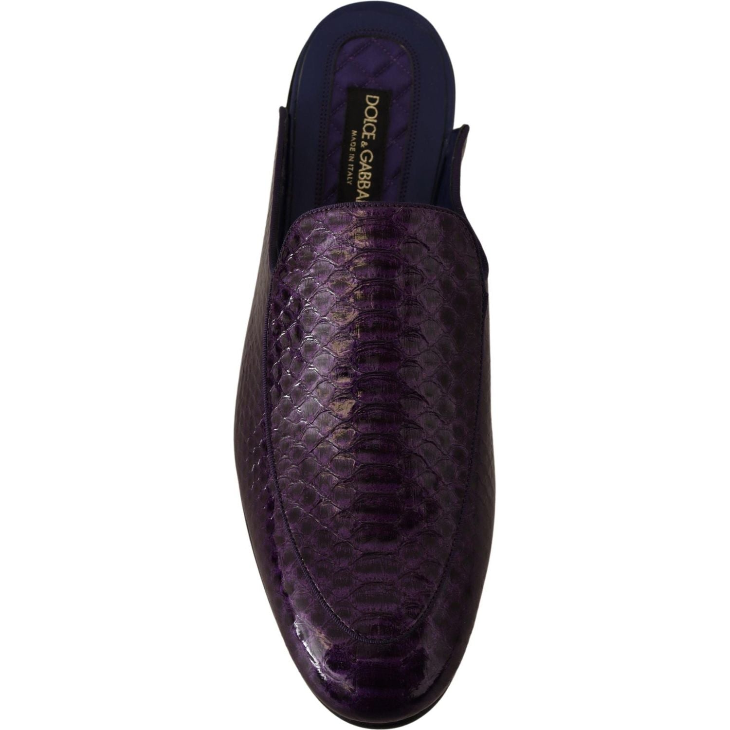 Dolce & Gabbana Purple Exotic Leather Flats Slides Shoes