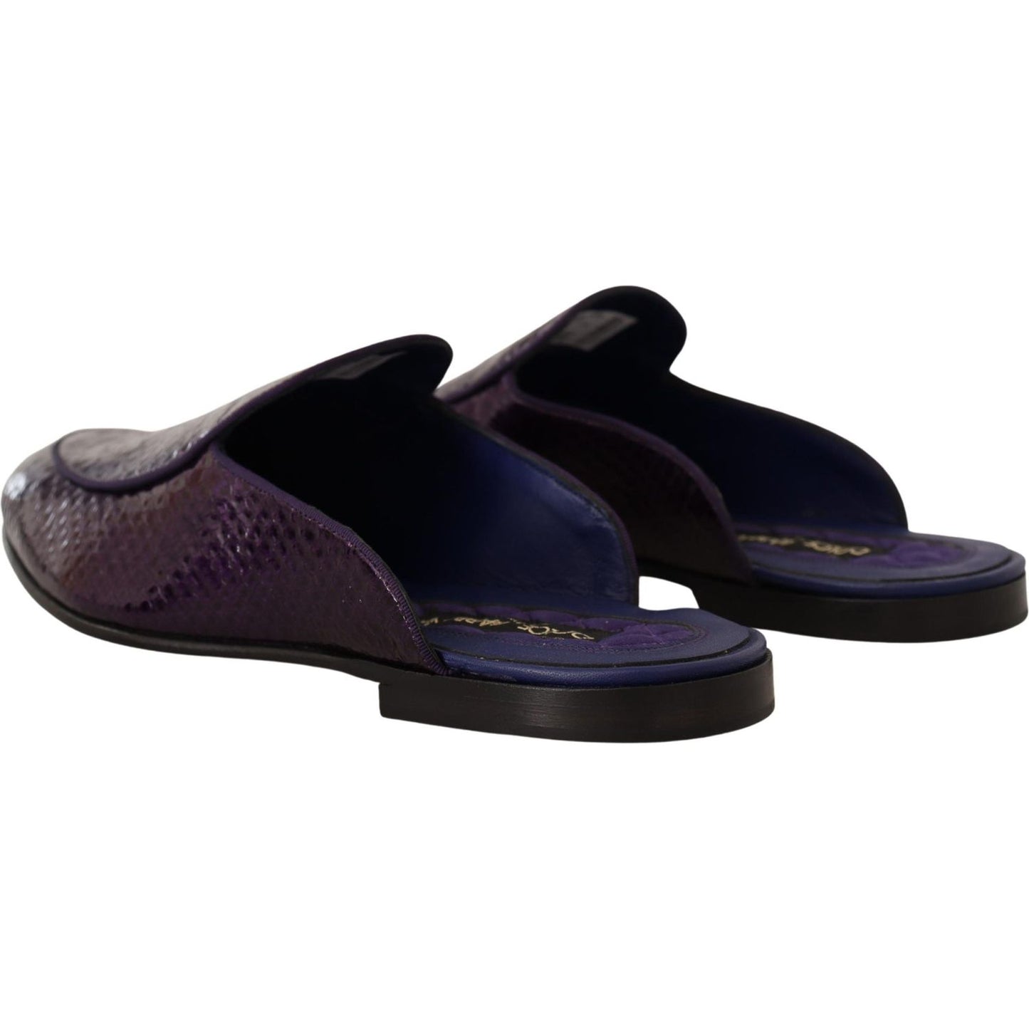 Dolce & Gabbana Purple Exotic Leather Flats Slides Shoes