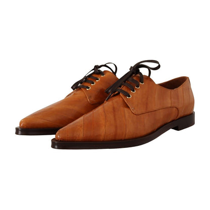 Dolce & Gabbana Brown Eel Leather Lace Up Formal Shoes