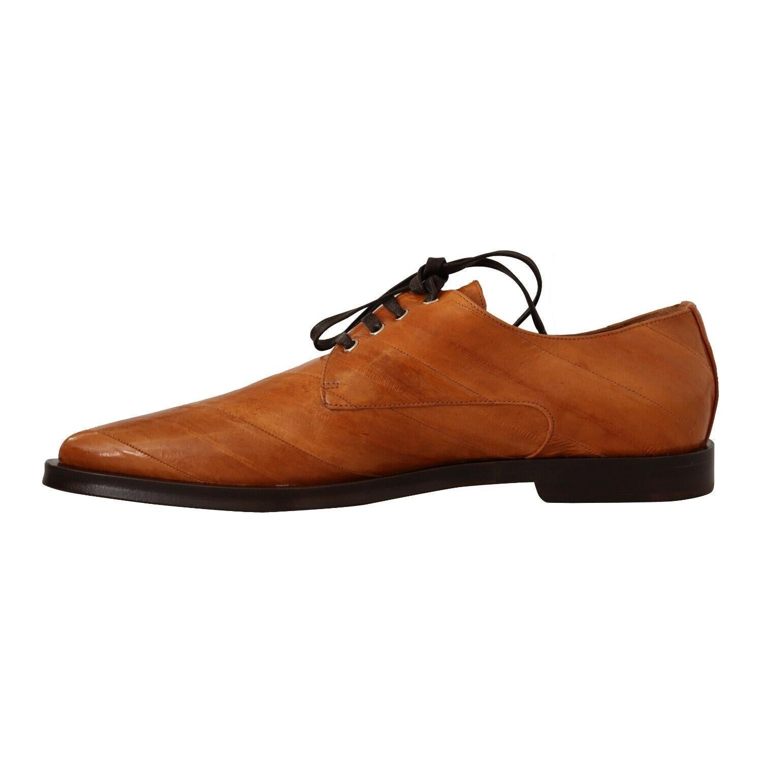 Dolce & Gabbana Brown Eel Leather Lace Up Formal Shoes