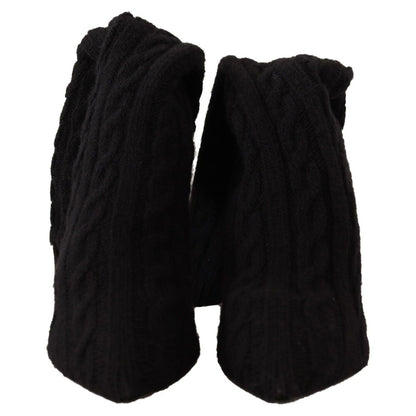 Dolce & Gabbana Black Stretch Socks Knee High Booties Shoes