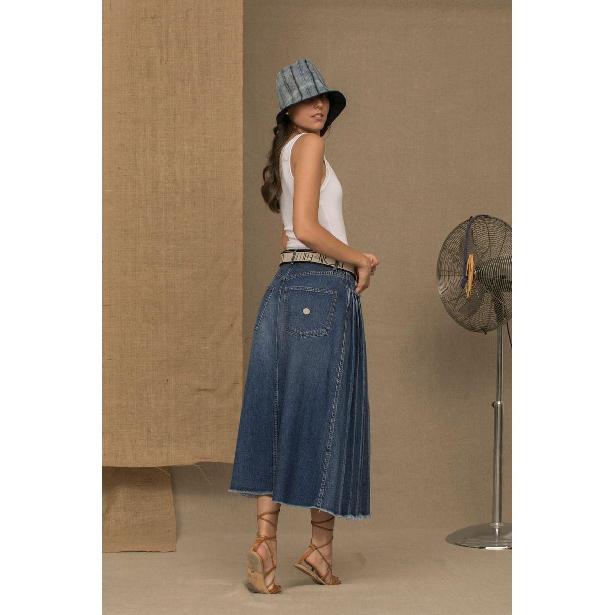 Don The Fuller Blue Cotton Women Skirt DO-6921-31
