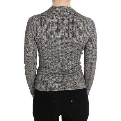 Dolce & Gabbana Black White Wool Top Cardigan Sweater