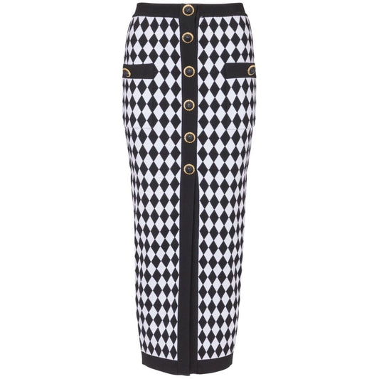 Balmain Diamond-intarsia knitted midi skirt