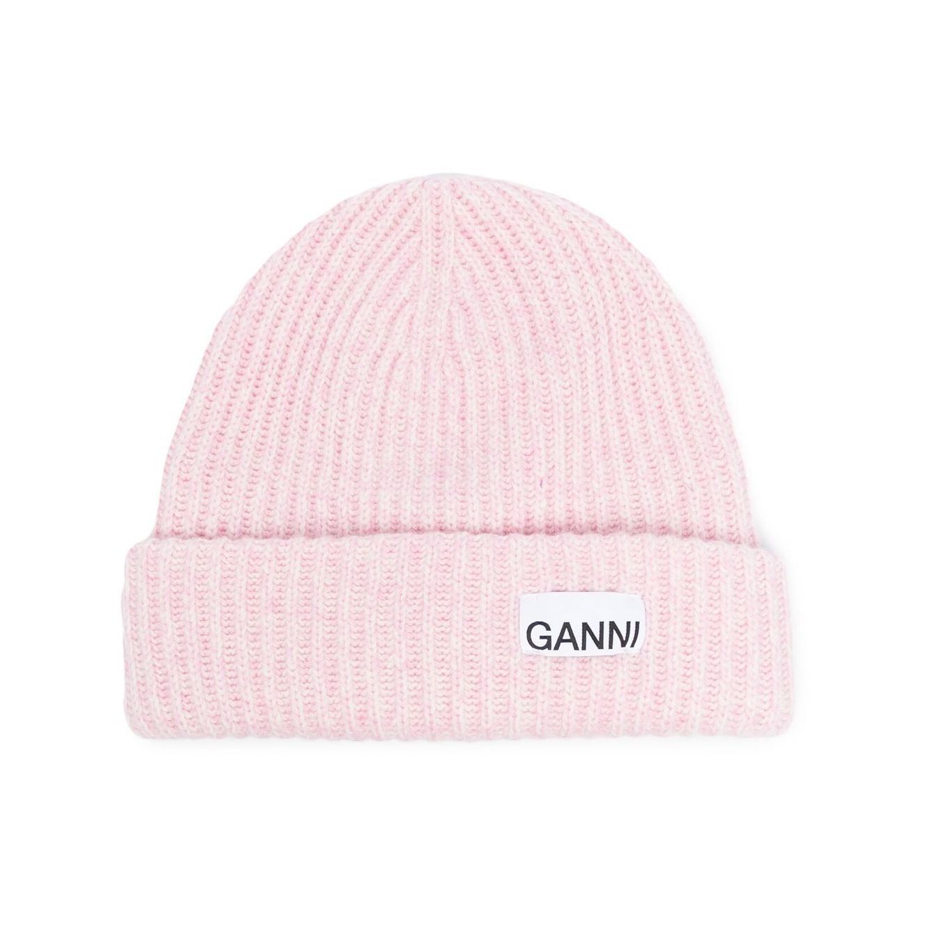 Ganni Oversized Wool Rib Knit Beanie