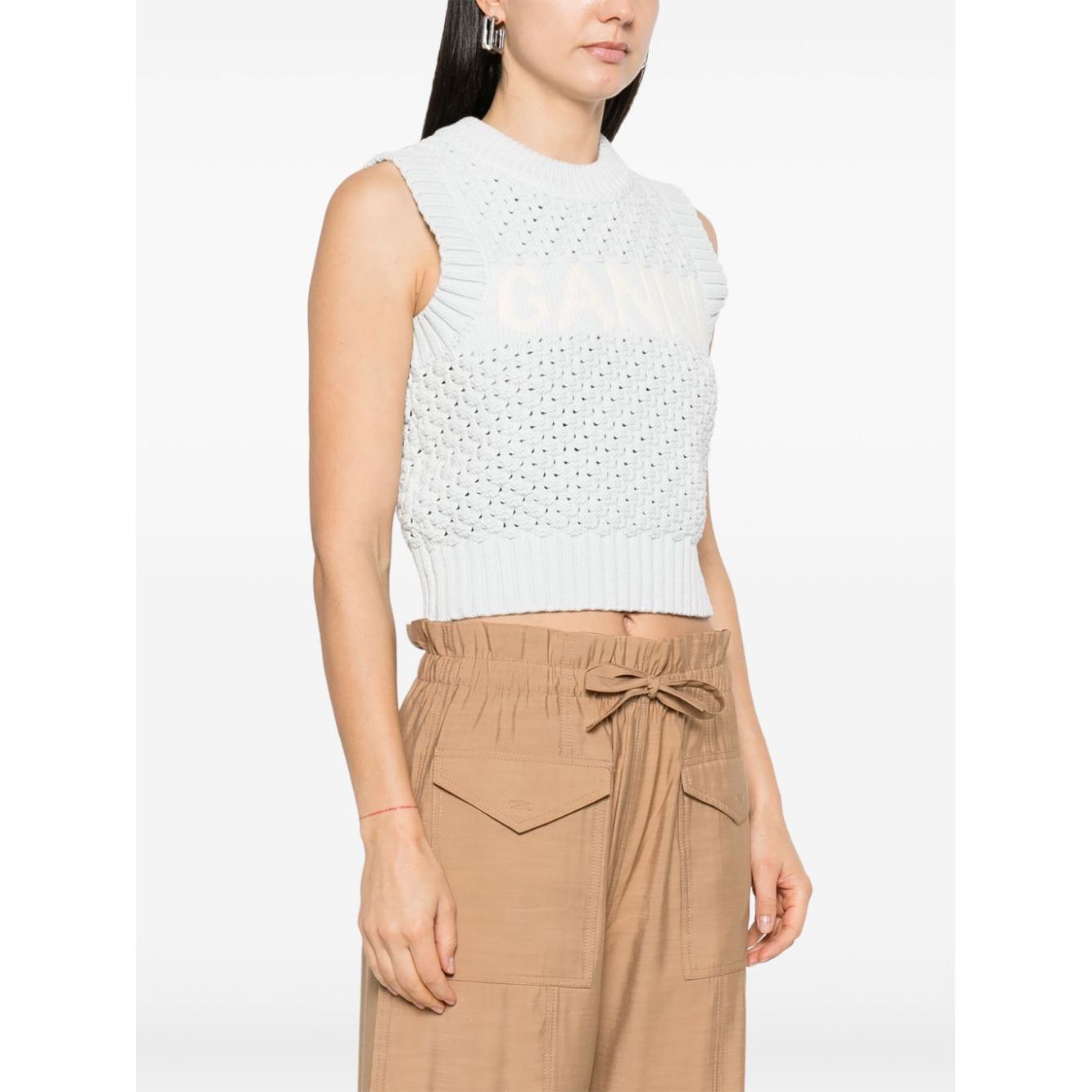 Ganni Openwork cotton vest