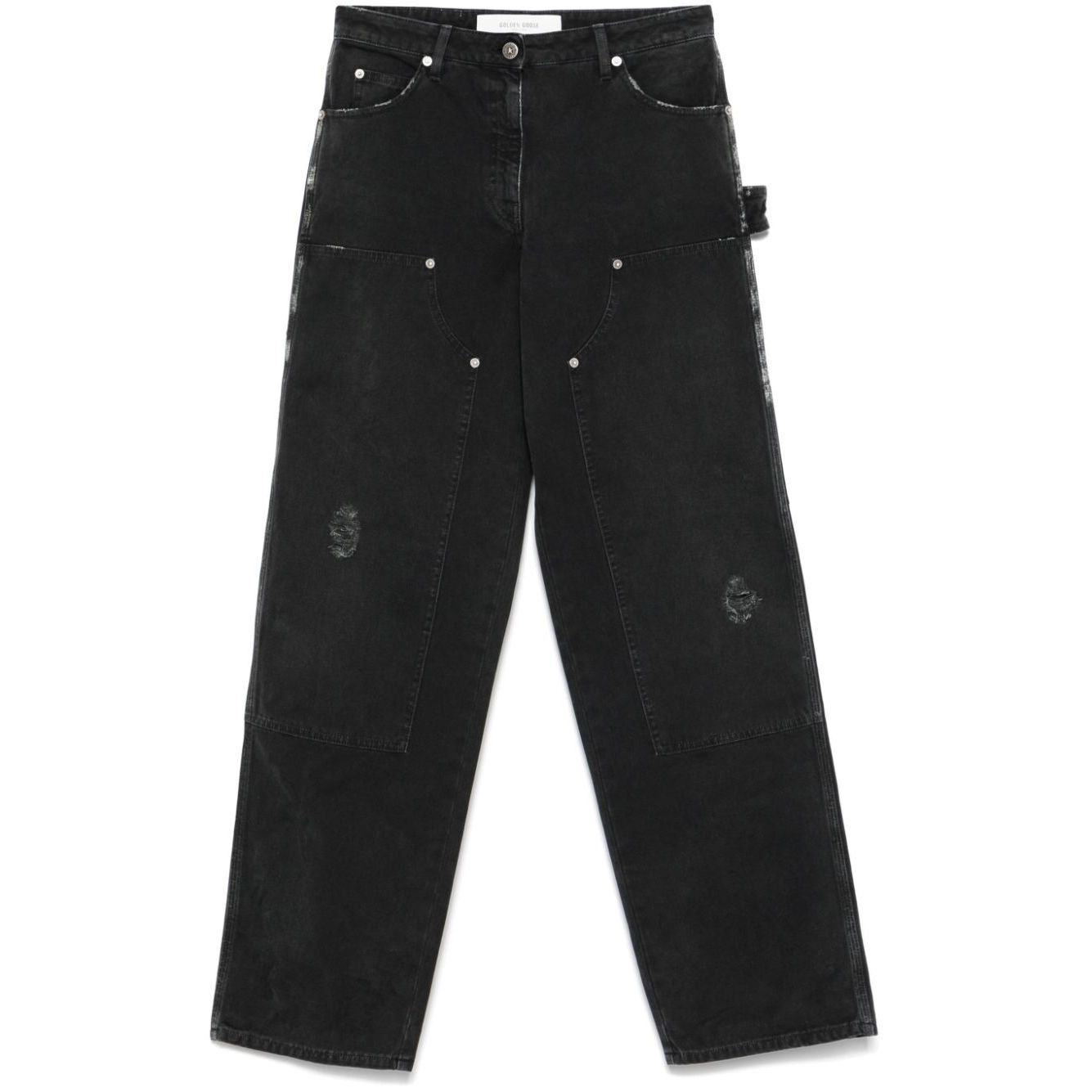 Golden Goose jeans with distressed effect and front patches