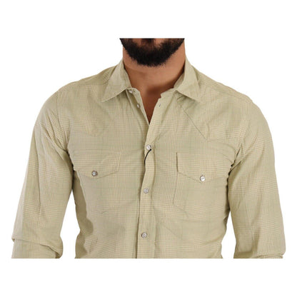 Dolce & Gabbana Yellow SICILIA Cotton Casual Slim Fit Shirt