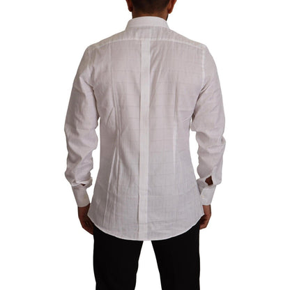Dolce & Gabbana White GOLD Cotton Slim Fit Dress Formal Shirt