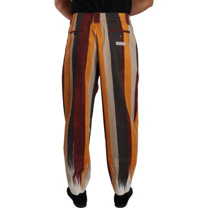 Dolce & Gabbana Multicolor Striped Cotton Tapered Trouser Pants