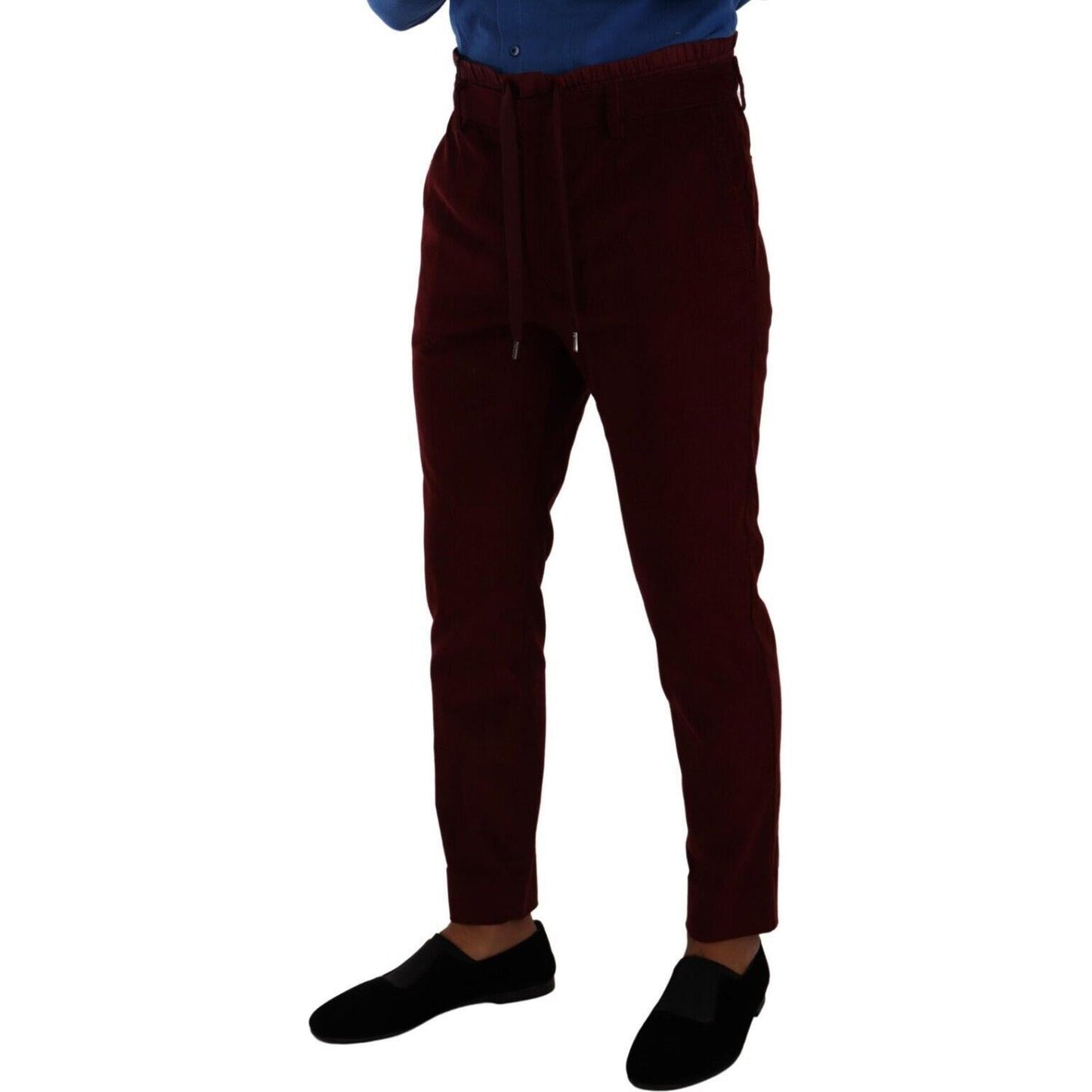 Dolce & Gabbana Bordeaux Velvet Mens Formal Trouser Dress Pants
