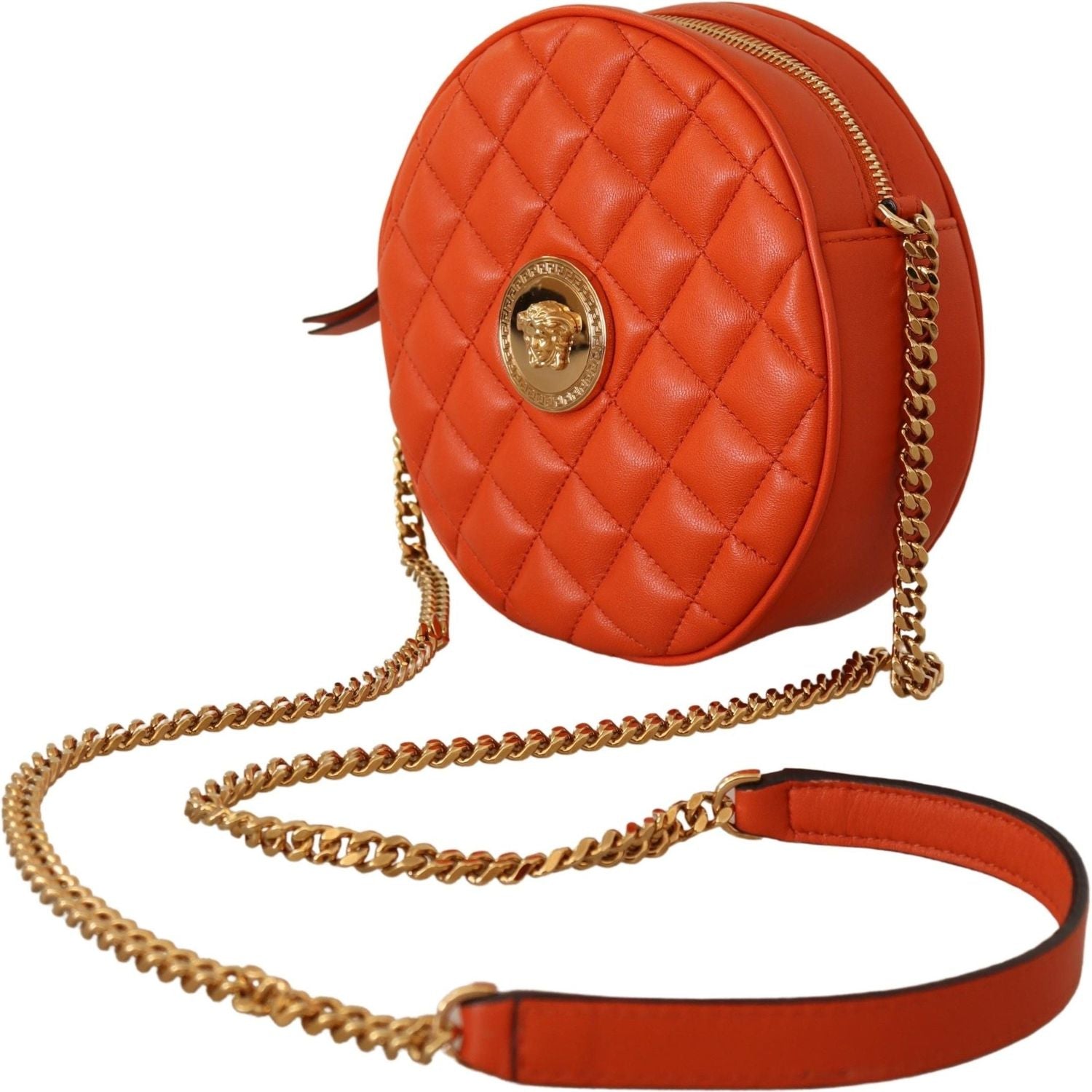 Versace Elegant Round Nappa Leather Crossbody Bag