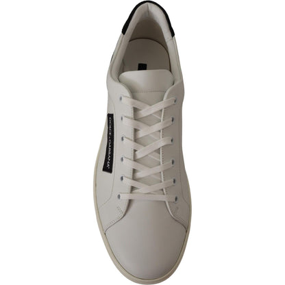 Dolce & Gabbana White Black Leather Low Shoes Sneakers