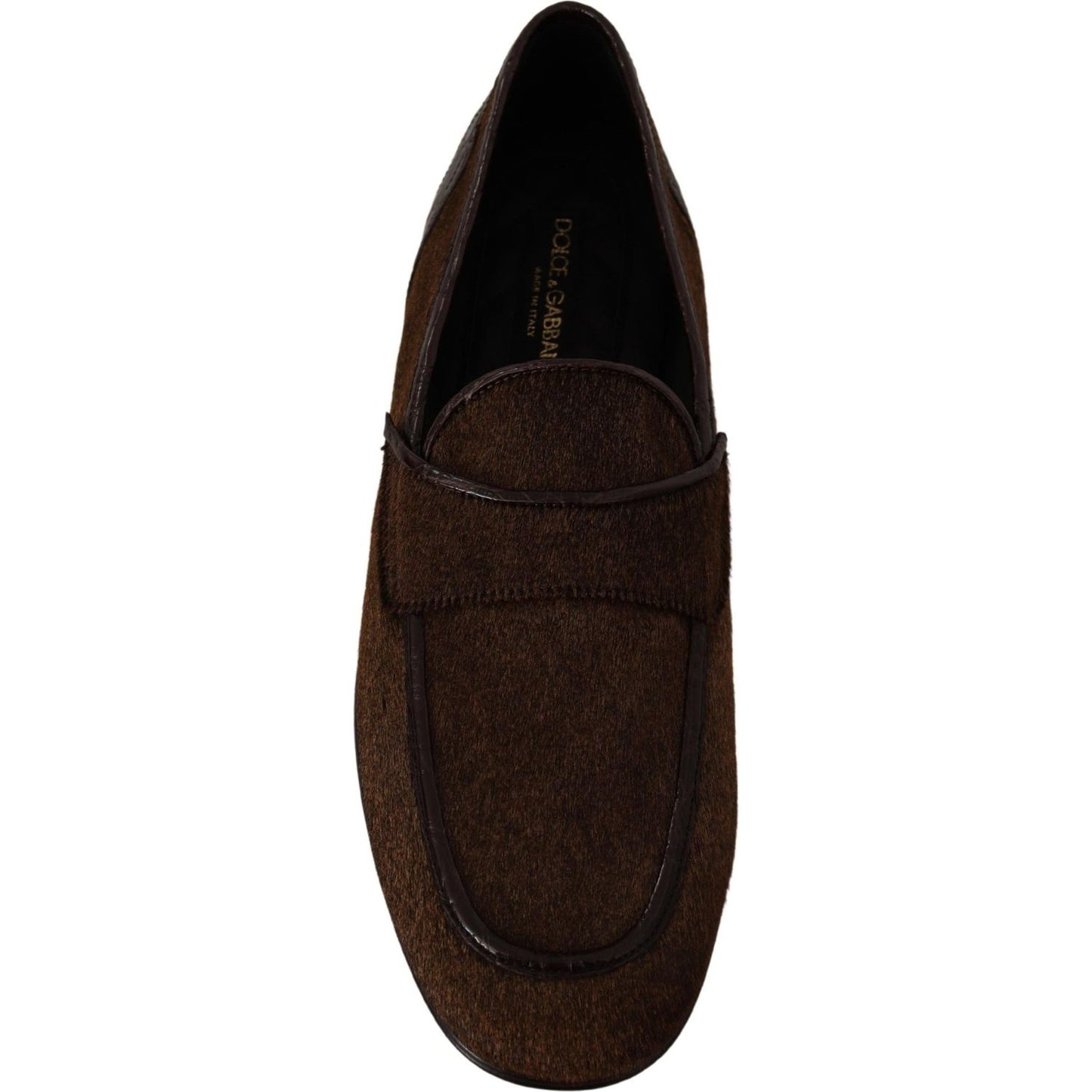 Dolce & Gabbana Shoes Dress Loafers Brown Leather Slip Shoes