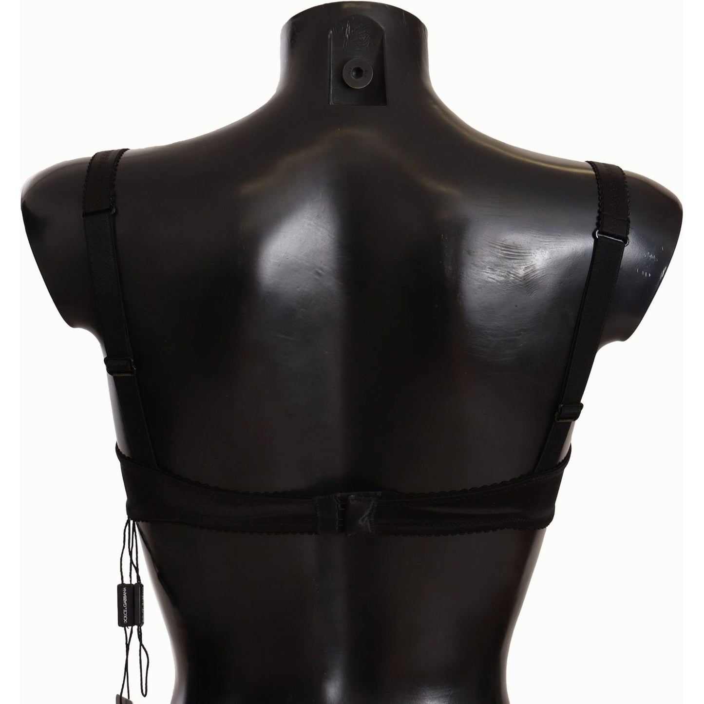 Dolce & Gabbana Black Polka Dot Satin Lace Balconette Bra