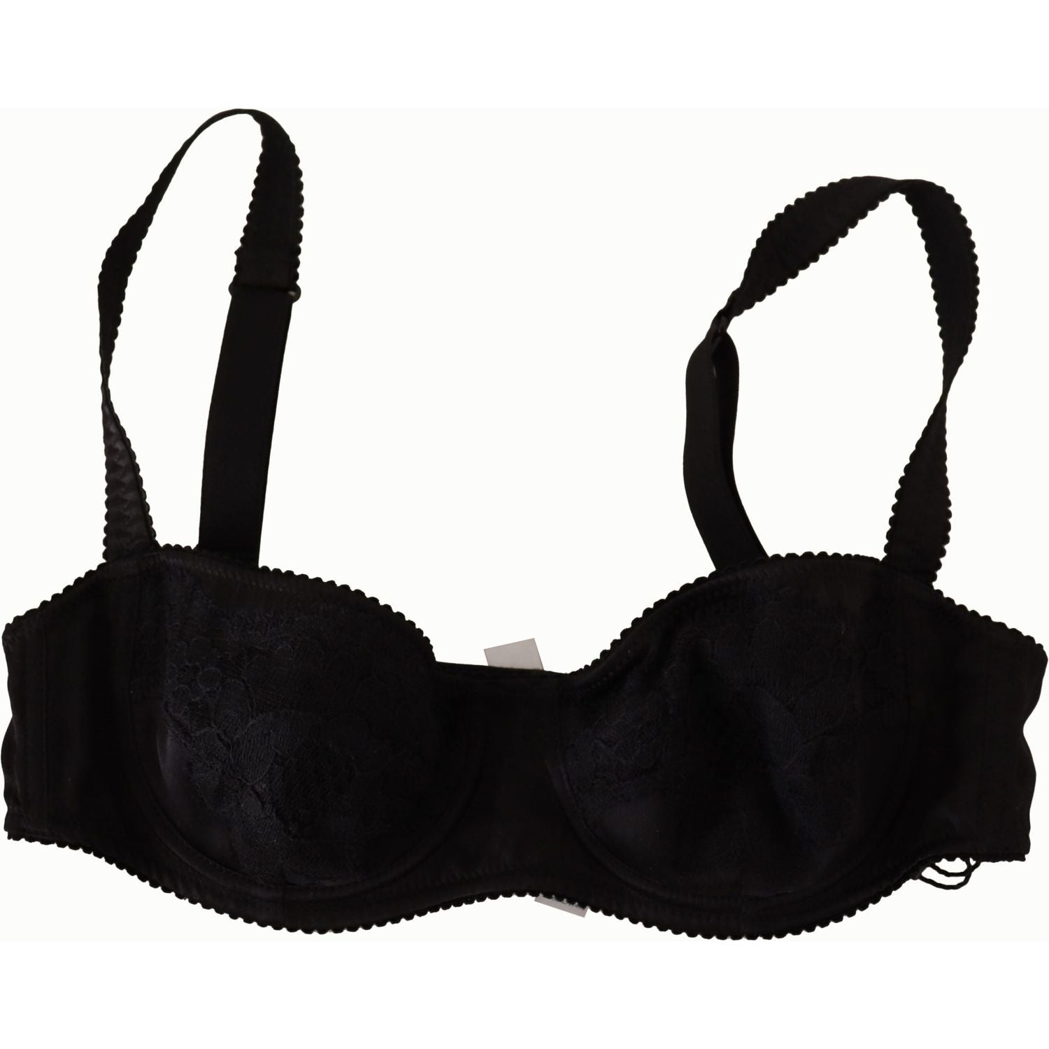Dolce & Gabbana Black Polka Dot Satin Lace Balconette Bra