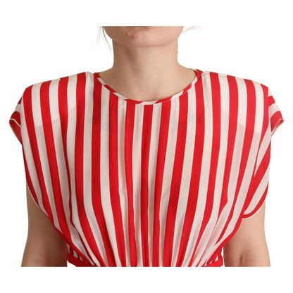 Dolce & Gabbana Red White Stripes Silk Mini A-line Dress
