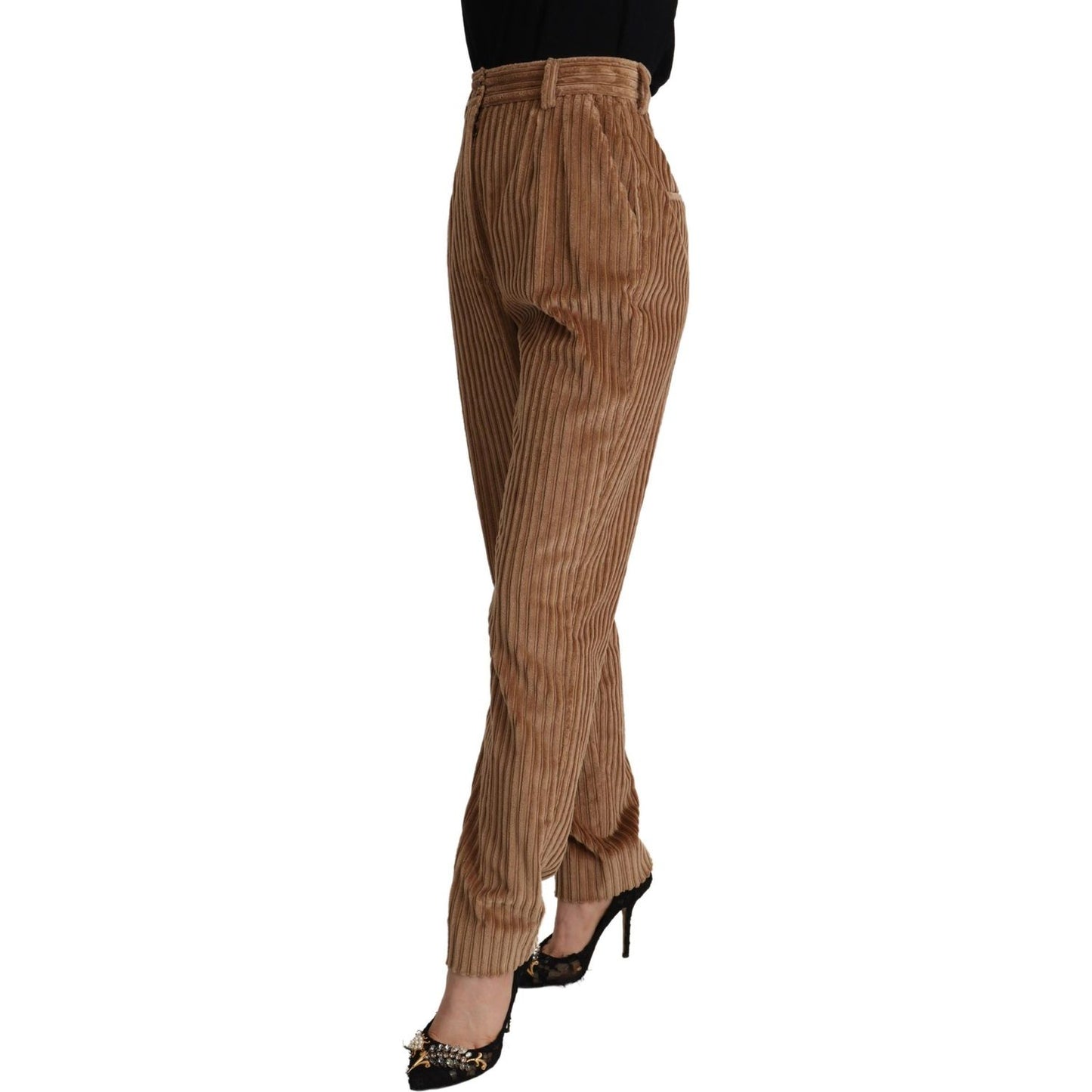 Dolce & Gabbana Brown Corduroy Cotton Trouser Tapered Pants